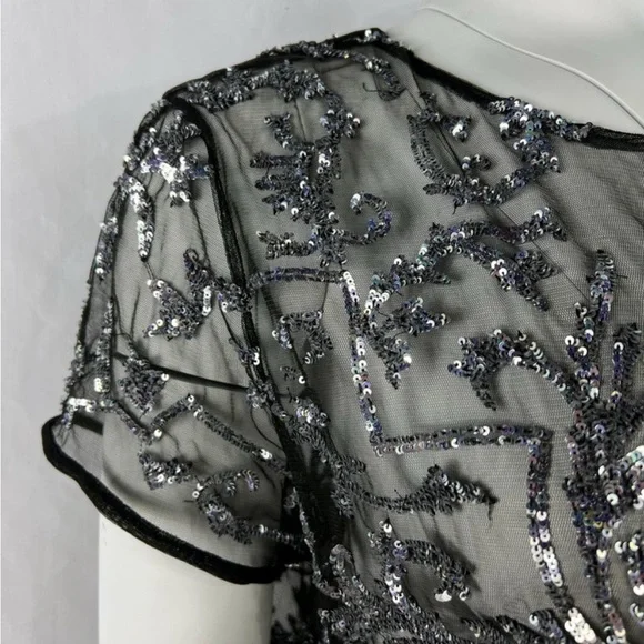 RARE Couture Libertine Embellished Black Sequin Top L - Picture 3 of 13